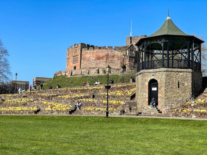 Historic castle view at Marston Farm Hotel, showcasing scenic outdoor surroundings.
